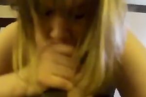 Horny white babe sucks my large dark dick like crazy