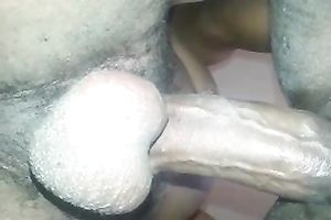 My hard ramrod goes in and out my lustful large bottomed wife's soaked fur pie