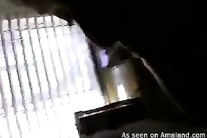 Stunning brunette hair honey with large boobies gives head