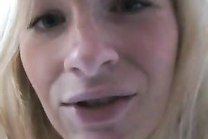 Slutty blond ally riding large sex toy in non-professional masturbation video