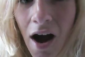 Slutty blond ally riding large sex toy in non-professional masturbation video