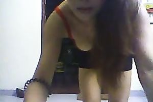 Hilarious black haired webcam playgirl flashed her pleasing boobies