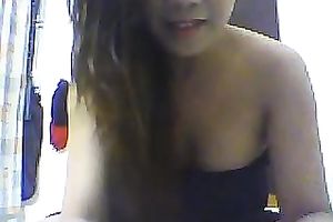 Hilarious black haired webcam playgirl flashed her pleasing boobies