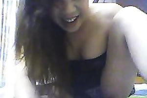 Hilarious black haired webcam playgirl flashed her pleasing boobies