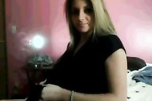 Desirable golden-haired mother I'd like to fuck showing large soaked jugs in dilettante sex tape