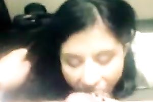 Cute dark brown legal age teenager pleases me with some indeed good blow job