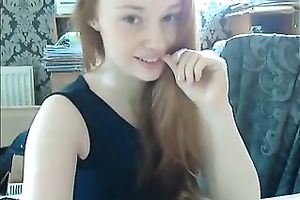 Amateur cute light haired girlie tickled her own lovely wet bawdy cleft