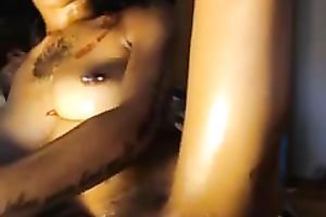 Curly breasty delicious dark webcam sweetheart fingers her own juicy coochie