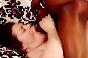 Fat white slut with messy and soaked holes bonks a slim dark dude