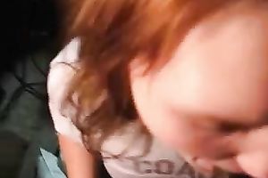 Lustful redhead slut sucks my dark jock deepthroat