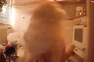 My hawt leggy blondie receives her soaking snapper drilled in the kitchen