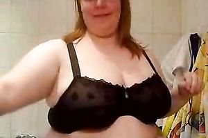 Fat redhead aged housewife is proud of her large boobies