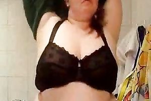 Fat redhead aged housewife is proud of her large boobies