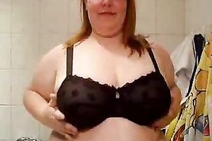 Fat redhead aged housewife is proud of her large boobies