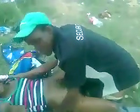 African bitch raped by one horny hunk in outdoor scenes