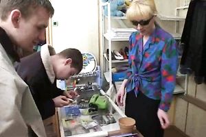 Blonde babe gets raped at the shop by a group of strangers