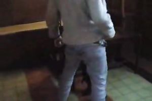Crazy pervert in a mask rapes a frightened blonde woman indoors