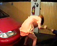 Young gal gets violently raped in a garage by a cruel fellow