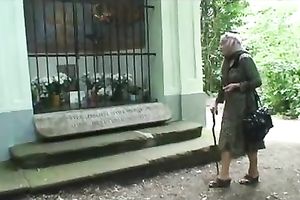 An old woman gets forced to cock sucking and raped by two dudes
