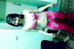 Sexy and cute Arabic dark brown chick bellydancing on livecam