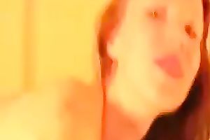 Wild non-professional black haired taped the way that babe was petting her love tunnel with toy