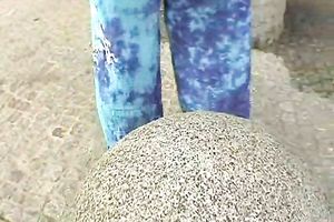 My sultry MILF horny white wife exposes her adorable impure naked feet outdoors