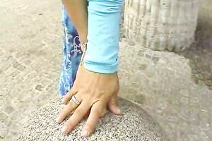 My sultry MILF horny white wife exposes her adorable impure naked feet outdoors