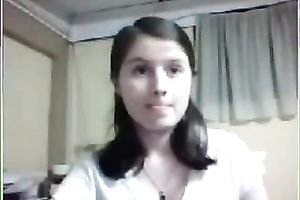 Lusty serious looking livecam dark head bare her rather bushy pussy