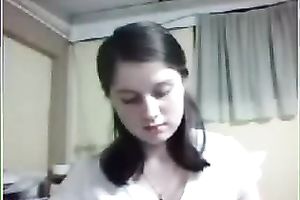 Lusty serious looking livecam dark head bare her rather bushy pussy