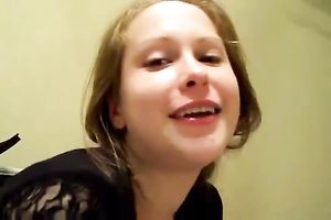 Cute dilettante legal age teenager babe gives fantastic irrumation in homemade sex movie