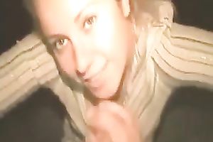 Blonde doxy gives my buddy precious great BJ for facial jizz flow