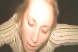 Blonde doxy gives my buddy precious great BJ for facial jizz flow
