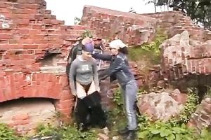 Two pervert girls rape a guy outdoors