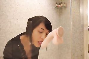 Busty slutty wife playing pretend with a big mouted dildo