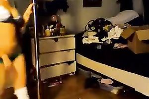 My ravishing girlfriend with nicely shaped wazoo knows how to pole dance