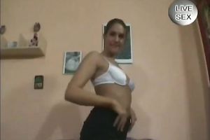 Kinky juvenile floozy masturabates throughout her white pants