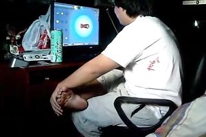 Asian non-professional wench was engulfing weenie in the dirty room on webcam