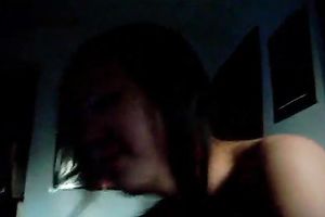 Asian non-professional wench was engulfing weenie in the dirty room on webcam