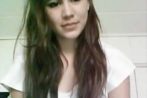 Horny legal age teenager plays with her twat showing off on camera