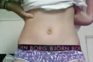 Horny legal age teenager plays with her twat showing off on camera