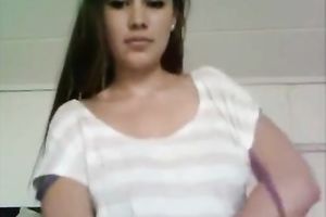 Horny legal age teenager plays with her twat showing off on camera