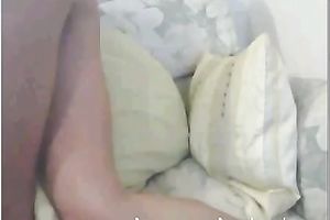 Horny fair haired tramp tickles her lovely cookie ardently in bedroom