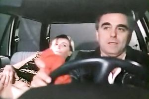 Hot lean white babe masturbates on the backseat of the car