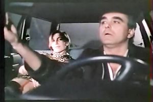 Hot lean white babe masturbates on the backseat of the car