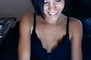 Smoking hot webcam playgirl pushing her love tunnel with large glass sex toy