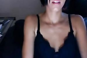 Smoking hot webcam playgirl pushing her love tunnel with large glass sex toy