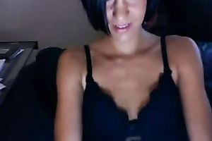 Smoking hot webcam playgirl pushing her love tunnel with large glass sex toy