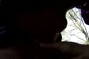 My non-professional girlfriend sucks weenie outdoor