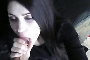 Dark haired rather also pale dark brown nympho was blowing my lollicock