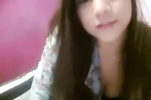 Webcam solo with my nice-looking GF showing her bra buddies and a-hole